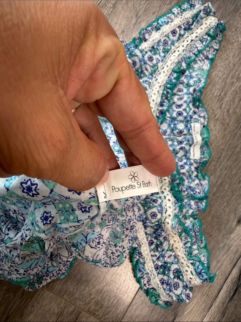 Poupette St. Barth Blue & Green Floral Smocked Mini Dress - Picture 9 of 11